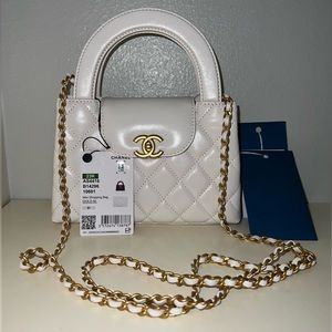 SOLD NWT Chanel White Kelly Nano Shopper Bag